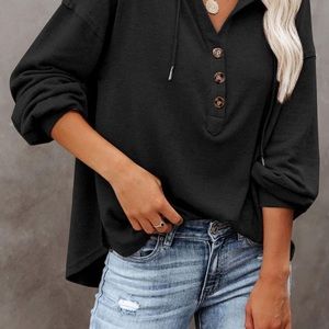Black v neck tunic sweatshirt